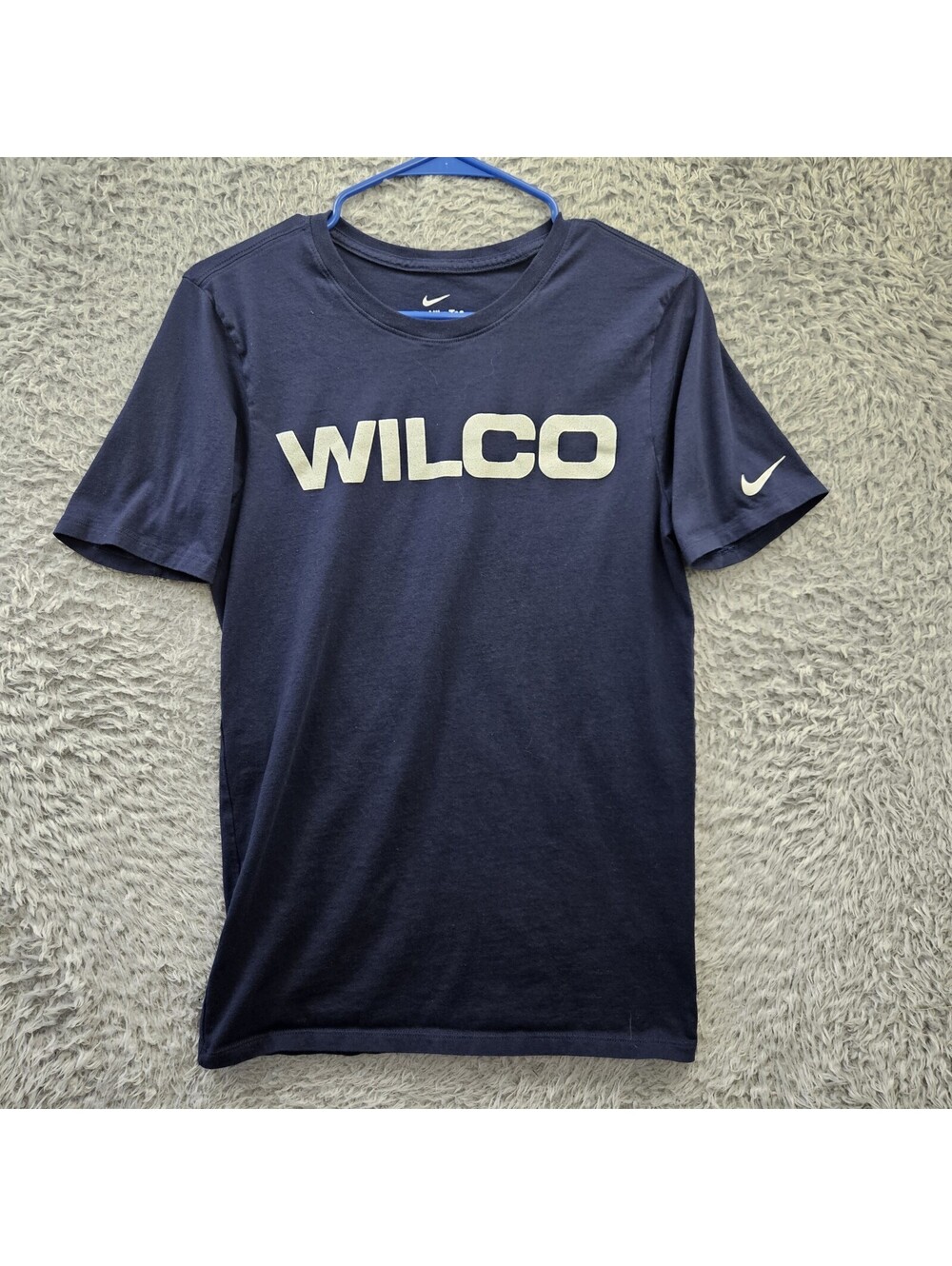 WILCO Band T Shirt NIKE Tee Men Small Blue Cotton Swoosh